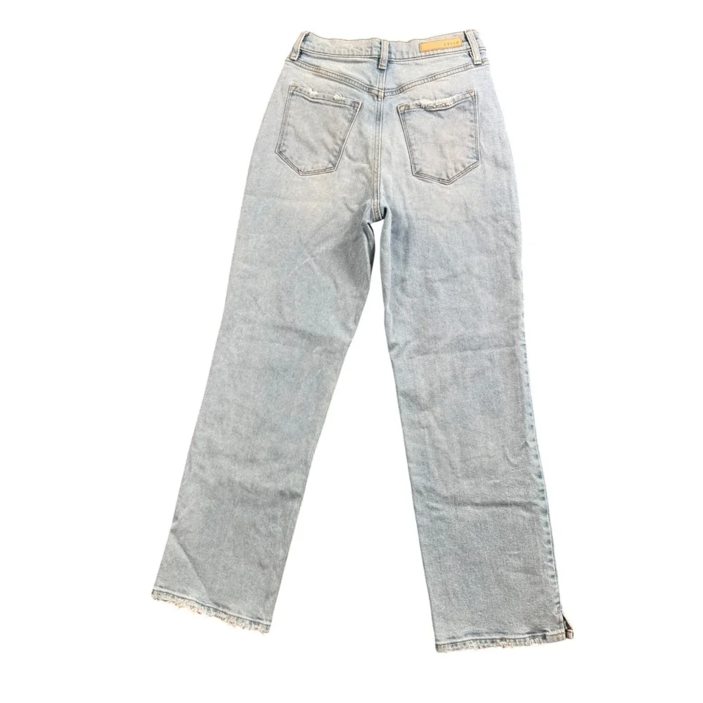 Cello Light Wash Straight Leg Jeans Distressed High Rise‎ Y2K Grunge Streetwear